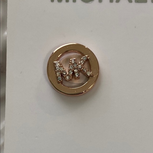 Michael Kors Rose Gold Engraved Studs Circle Earrings Classic Simple Elegant - Picture 8 of 11